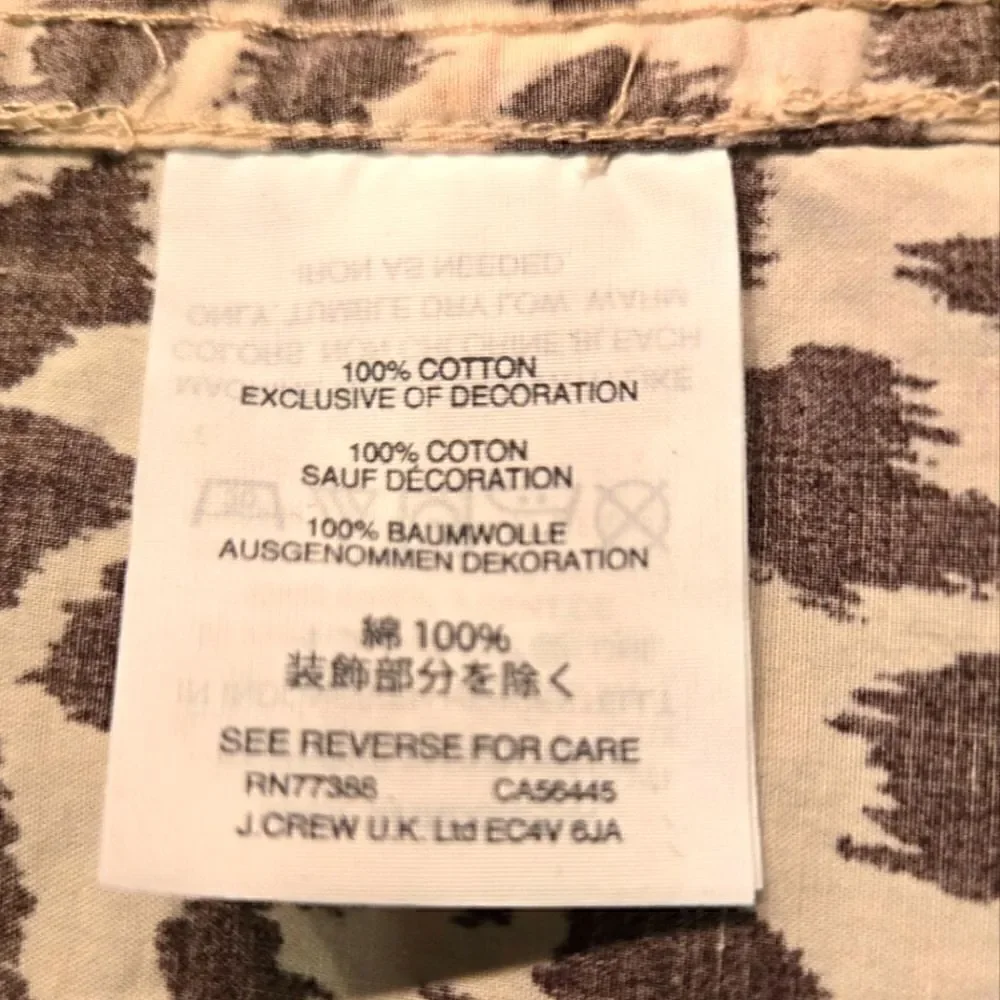 J Crew Animal Print Cotton Camp Shirt Sz XSMALL